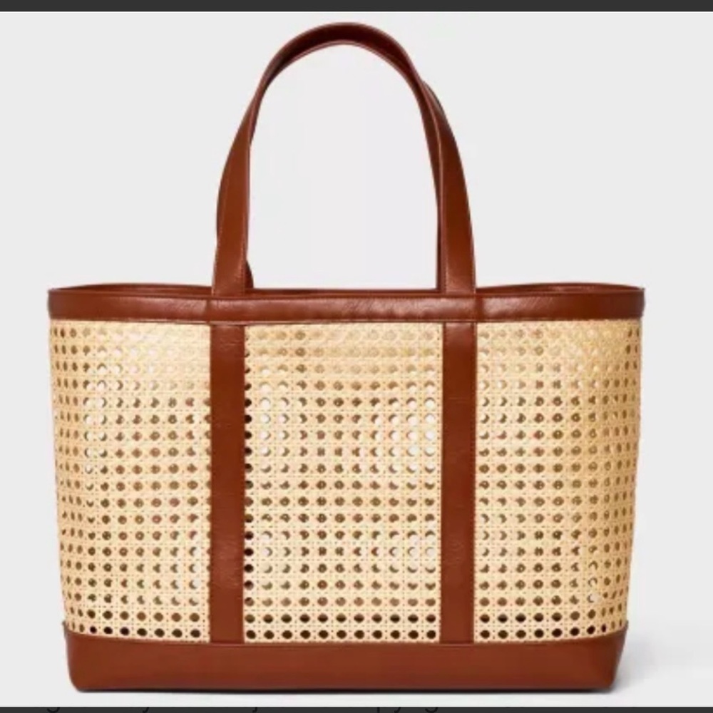 Universal Thread Cane Raffia Tote Bag Like New